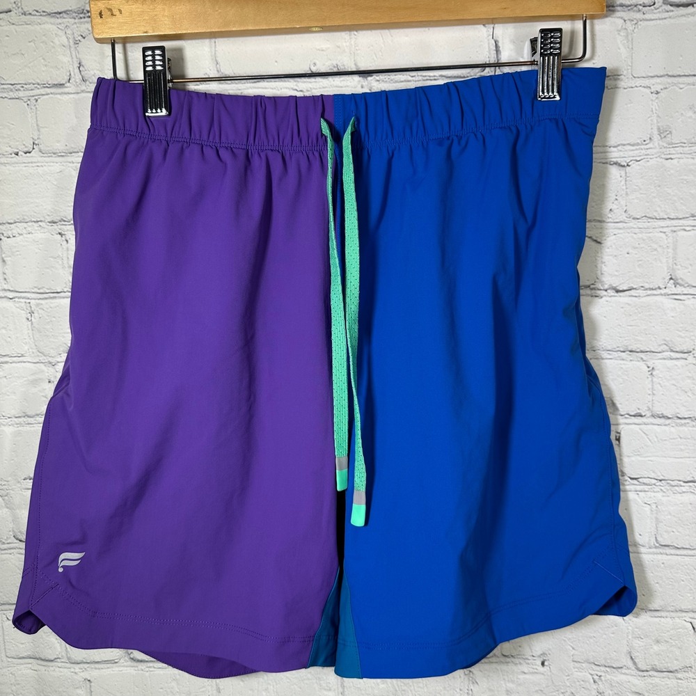 Fabletics Mens Colorblock Active Shorts Purple‎ Blue Teal Size Medium Athleisure